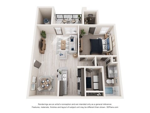 Floor plan for 1 bed, 1 bath, 816 sqft